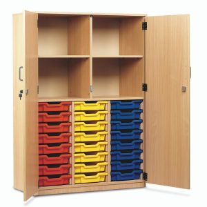 24 Tray Cupboard with Doors Accessories Size W102.8 x D48.5 x H146.8cm
