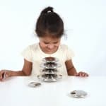 Mirror Buttons Sensory Toys Size Dia 5, 6.5, 8, 9.5, 11, 12.5 and 14cm. Pk7.