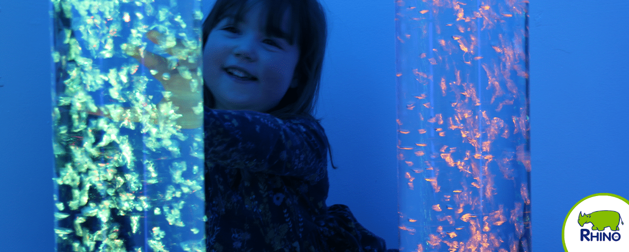 Girl plays with a Bubble Tube