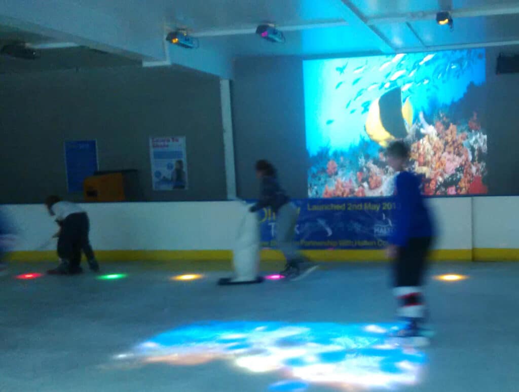 Ice rink with calming sensory projector