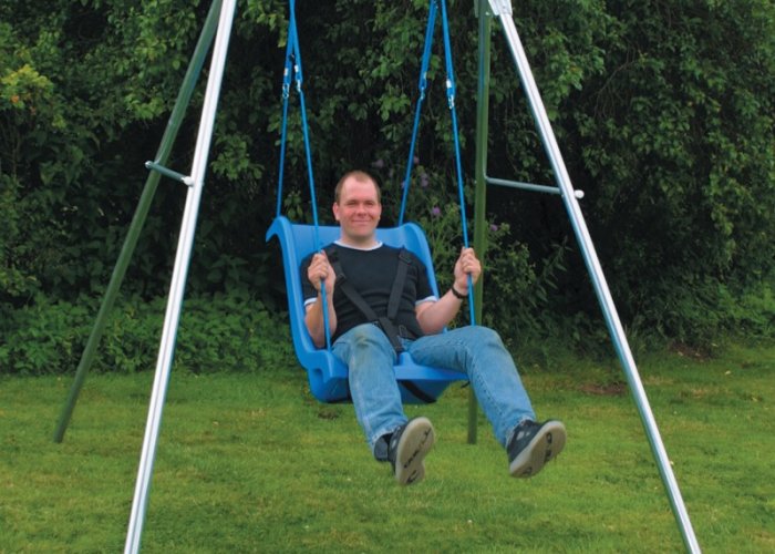 Single Swing Sensory Integration & Movement Size Overall Dimensions - 226cm wide, 244cm deep, and 228cm tall.  Weight limit 200kg.