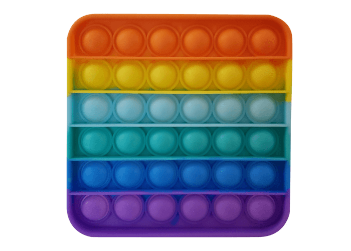 Rainbow Push Pop Fidget – Square Adult Sensory Resources Size 12.5cm